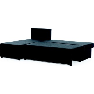 Canapé d'angle convertible - GILO - en tissu luxe 3/4 places - gris foncé, angle gauche (vu de face)