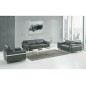 Ensemble canapé 3 places et 2 places et fauteuil en cuir italien buffle VERONE, couleur gris foncé