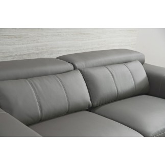 Ensemble canapé 3 places et 2 places et fauteuil en cuir italien buffle VERONE, couleur gris foncé