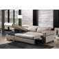 Canapé d'angle convertible en cuir buffle italien - 5 places, ALLURE, beige, angle gauche