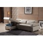Canapé d'angle convertible en cuir buffle italien - 5 places, ALLURE, beige, angle gauche