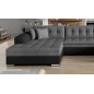 Canapé panoramique convertible en tissu gris et simili noir de qualité, réversible (gauche et droit) - VENTURA Mix, 7 places Canapé panoramique convertible en tissu gris et simili noir de qualité, réversible (gauche et droit) - VENTURA Mix, 7 places