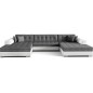 Canapé panoramique convertible en tissu gris et simili blanc cassé de qualité, réversible (gauche et droit) - VENTURA Mix, 7 pla Canapé panoramique convertible en tissu gris et simili blanc cassé de qualité, réversible (gauche et droit) - VENTURA Mix, 7 pla