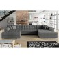 Canapé panoramique convertible en tissu gris foncé de qualité, réversible (gauche et droit) - VENTURA, 7 places Canapé panoramique convertible en tissu gris foncé de qualité, réversible (gauche et droit) - VENTURA, 7 places