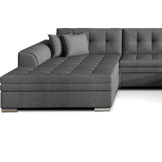 Canapé panoramique convertible en tissu gris foncé de qualité, réversible (gauche et droit) - VENTURA