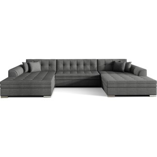 Canapé panoramique convertible en tissu gris foncé de qualité, réversible (gauche et droit) - VENTURA