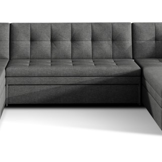 Canapé panoramique convertible en tissu gris foncé de qualité, réversible (gauche et droit) - VENTURA