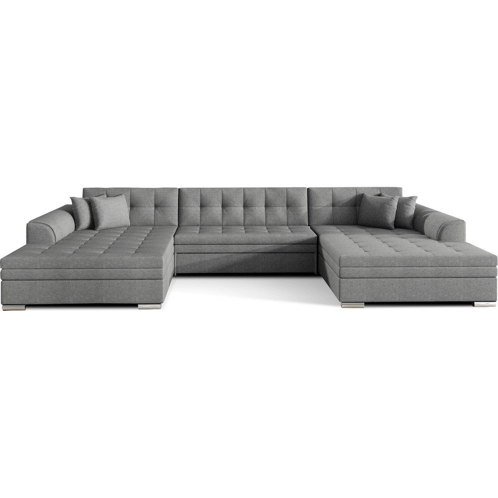 Canapé panoramique convertible en tissu gris de qualité, réversible (gauche et droit) - VENTURA, 7 places Canapé panoramique convertible en tissu gris de qualité, réversible (gauche et droit) - VENTURA, 7 places
