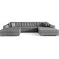 Canapé panoramique convertible en tissu gris de qualité, réversible (gauche et droit) - VENTURA, 7 places Canapé panoramique convertible en tissu gris de qualité, réversible (gauche et droit) - VENTURA, 7 places