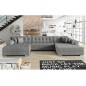 Canapé panoramique convertible en tissu gris de qualité, réversible (gauche et droit) - VENTURA, 7 places Canapé panoramique convertible en tissu gris de qualité, réversible (gauche et droit) - VENTURA, 7 places