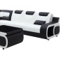 - Canapé d'angle en cuir italien 7 places LUXEMBOURG, blanc et noir, angle gauche - Canapé d'angle en cuir italien 7 places LUXEMBOURG, blanc et noir, angle gauche