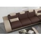 Canapé d'angle en cuir italien 7 places LUXEMBOURG, chocolat et beige, angle droit Canapé d'angle en cuir italien 7 places LUXEMBOURG, chocolat et beige, angle droit