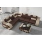 - Canapé d'angle en cuir italien 7 places LUXEMBOURG, chocolat et beige, angle gauche - Canapé d'angle en cuir italien 7 places LUXEMBOURG, chocolat et beige, angle gauche