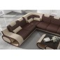 - Canapé d'angle en cuir italien 7 places LUXEMBOURG, chocolat et beige, angle gauche - Canapé d'angle en cuir italien 7 places LUXEMBOURG, chocolat et beige, angle gauche