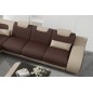 - Canapé d'angle en cuir italien 7 places LUXEMBOURG, chocolat et beige, angle gauche - Canapé d'angle en cuir italien 7 places LUXEMBOURG, chocolat et beige, angle gauche