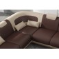 - Canapé d'angle en cuir italien 7 places LUXEMBOURG, chocolat et beige, angle gauche - Canapé d'angle en cuir italien 7 places LUXEMBOURG, chocolat et beige, angle gauche