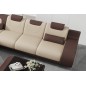 Canapé d'angle en cuir italien 7 places LUXEMBOURG, beige et chocolat, angle gauche Canapé d'angle en cuir italien 7 places LUXEMBOURG, beige et chocolat, angle gauche