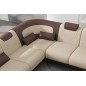 Canapé d'angle en cuir italien 7 places LUXEMBOURG, beige et chocolat, angle gauche Canapé d'angle en cuir italien 7 places LUXEMBOURG, beige et chocolat, angle gauche