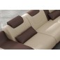 Canapé d'angle en cuir italien 7 places LUXEMBOURG, beige et chocolat, angle gauche Canapé d'angle en cuir italien 7 places LUXEMBOURG, beige et chocolat, angle gauche