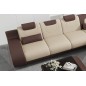 Canapé d'angle en cuir italien 7 places LUXEMBOURG, beige et chocolat, angle droit Canapé d'angle en cuir italien 7 places LUXEMBOURG, beige et chocolat, angle droit