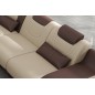 Canapé d'angle en cuir italien 7 places LUXEMBOURG, beige et chocolat, angle droit Canapé d'angle en cuir italien 7 places LUXEMBOURG, beige et chocolat, angle droit