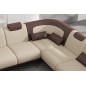 Canapé d'angle en cuir italien 7 places LUXEMBOURG, beige et chocolat, angle droit Canapé d'angle en cuir italien 7 places LUXEMBOURG, beige et chocolat, angle droit