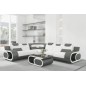 - Canapé d'angle en cuir italien 7 places LUXEMBOURG, blanc et gris foncé, angle gauche - Canapé d'angle en cuir italien 7 places LUXEMBOURG, blanc et gris foncé, angle gauche