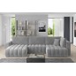 Canapé convertible en velours luxe 6/7 places et coffre, gris, méridienne gauche (vu de face) BONITA Canapé convertible en velours luxe 6/7 places et coffre, gris, méridienne gauche (vu de face) BONITA