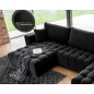 - Canapé convertible en velours luxe 6/7 places et coffre, noir, méridienne gauche (vu de face) BONITA