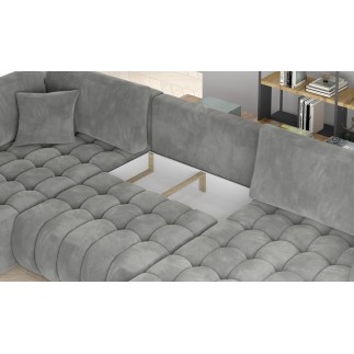 - Canapé convertible en velours luxe 6/7 places et coffre, noir, méridienne gauche (vu de face) BONITA