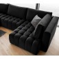 - Canapé convertible en velours luxe 6/7 places et coffre, noir, méridienne gauche (vu de face) BONITA