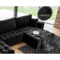 Canapé convertible en velours luxe 5 places et coffre, noir, méridienne droite (vu de face) BONITA Canapé convertible en velours luxe 5 places et coffre, noir, méridienne droite (vu de face) BONITA