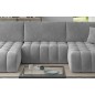 Canapé convertible en velours luxe 5 places et coffre, gris, méridienne droite (vu de face) BONITA Canapé convertible en velours luxe 5 places et coffre, gris, méridienne droite (vu de face) BONITA