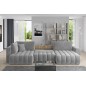 Canapé convertible en velours luxe 5 places et coffre, gris, méridienne droite (vu de face) BONITA Canapé convertible en velours luxe 5 places et coffre, gris, méridienne droite (vu de face) BONITA