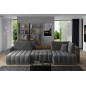 Canapé convertible en velours luxe 6/7 places et coffre, gris foncé, méridienne gauche (vu de face) BONITA Canapé convertible en velours luxe 6/7 places et coffre, gris foncé, méridienne gauche (vu de face) BONITA