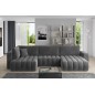 Canapé convertible en velours luxe 5 places et coffre, gris foncé, méridienne droite (vu de face) BONITA Canapé convertible en velours luxe 5 places et coffre, gris foncé, méridienne droite (vu de face) BONITA