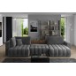Canapé convertible en velours luxe 5 places et coffre, gris foncé, méridienne droite (vu de face) BONITA Canapé convertible en velours luxe 5 places et coffre, gris foncé, méridienne droite (vu de face) BONITA