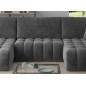 Canapé convertible en velours luxe 5 places et coffre, gris foncé, méridienne droite (vu de face) BONITA Canapé convertible en velours luxe 5 places et coffre, gris foncé, méridienne droite (vu de face) BONITA