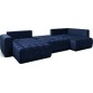 Canapé convertible en velours luxe 6/7 places et coffre, bleu foncé, méridienne gauche (vu de face) BONITA Canapé convertible en velours luxe 6/7 places et coffre, bleu foncé, méridienne gauche (vu de face) BONITA