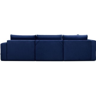 Canapé convertible en velours luxe 6/7 places et coffre, bleu foncé, méridienne gauche (vu de face) BONITA