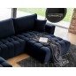 Canapé convertible en velours luxe 5 places et coffre, bleu foncé, méridienne droite (vu de face) BONITA Canapé convertible en velours luxe 5 places et coffre, bleu foncé, méridienne droite (vu de face) BONITA