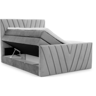 Ensemble boxspring complet 160x200 tête de lit + sommiers + matelas + surmatelas CANDY - velours luxe gris