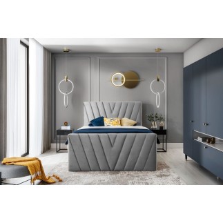 Ensemble boxspring complet 160x200 tête de lit + sommiers + matelas + surmatelas CANDY - velours luxe gris