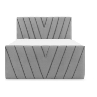 Ensemble boxspring complet 160x200 tête de lit + sommiers + matelas + surmatelas CANDY - velours luxe gris