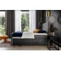 Ensemble boxspring complet 140x200 tête de lit + sommiers + matelas + surmatelas CANDY - velours luxe gris foncé