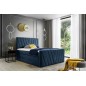 Ensemble boxspring complet 160x200 tête de lit + sommiers + matelas + surmatelas CANDY - velours luxe bleu, Bleu foncé
