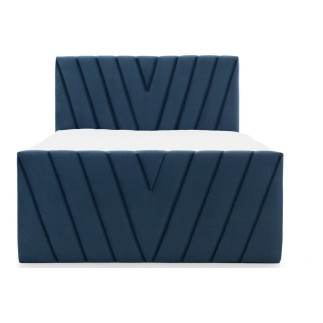 Ensemble boxspring complet 160x200 tête de lit + sommiers + matelas + surmatelas CANDY - velours luxe bleu