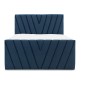 Ensemble boxspring complet 180x200 tête de lit + sommiers + matelas + surmatelas CANDY - velours luxe bleu, Bleu foncé