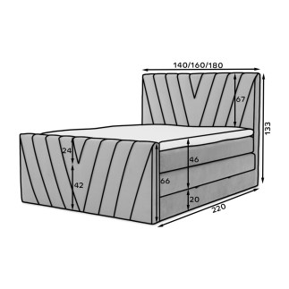 Ensemble boxspring complet 180x200 tête de lit + sommiers + matelas + surmatelas CANDY - velours luxe bleu