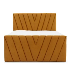 Ensemble boxspring complet 140x200 tête de lit + sommiers + matelas + surmatelas CANDY - velours luxe bronze